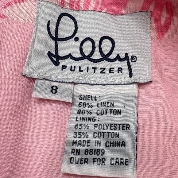 Lily Pulitzer Size 8 Seahorse Print Mini Skirt Pink Lined Linen Blend Summer - Picture 4 of 9